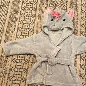 Elephant Hooded Baby Robe with Pink Bow